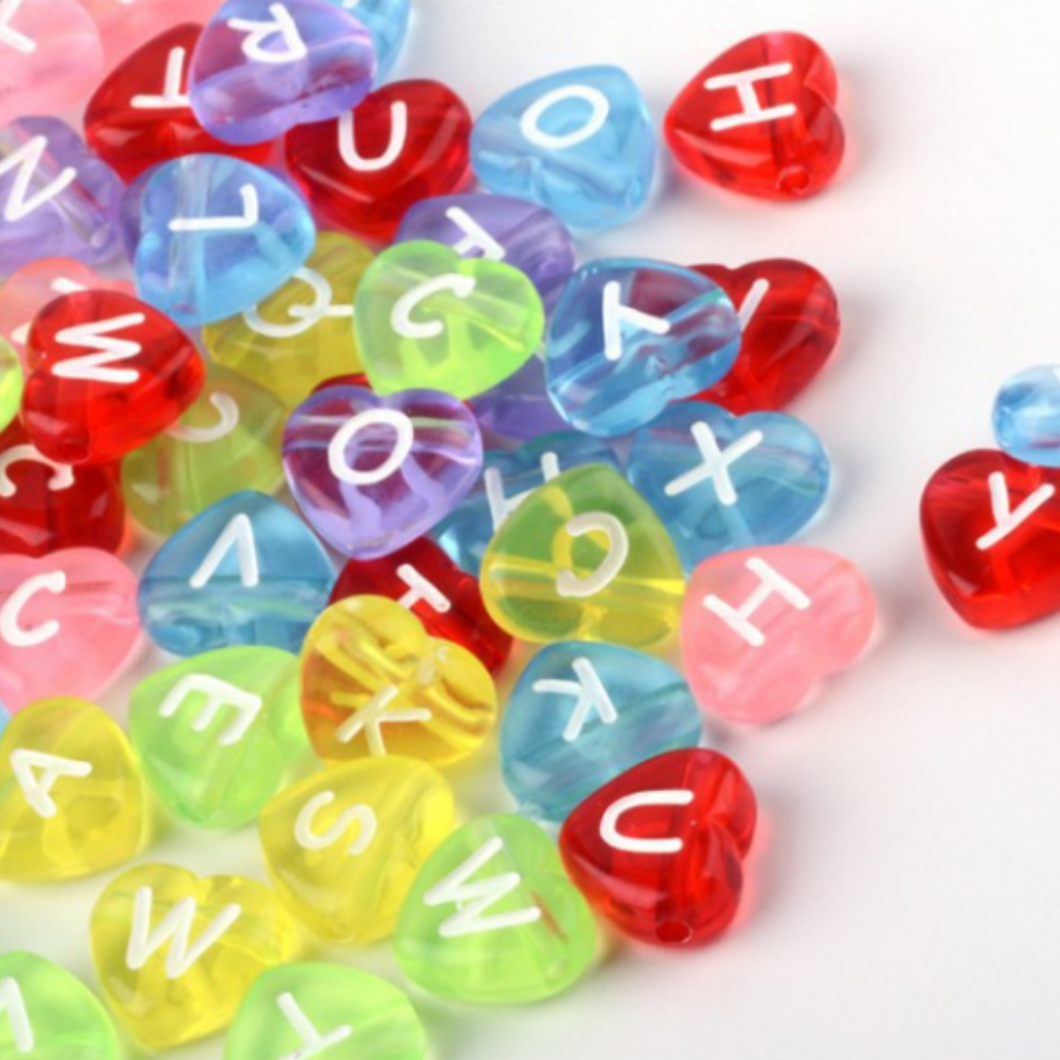 Heart Letter Multicolor Acrylic Beads