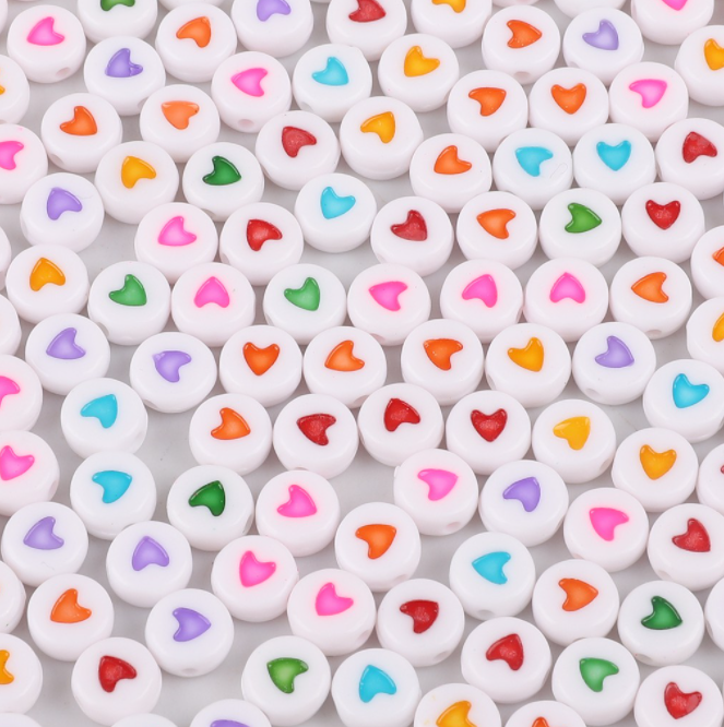 Round Pastel Heart Beads