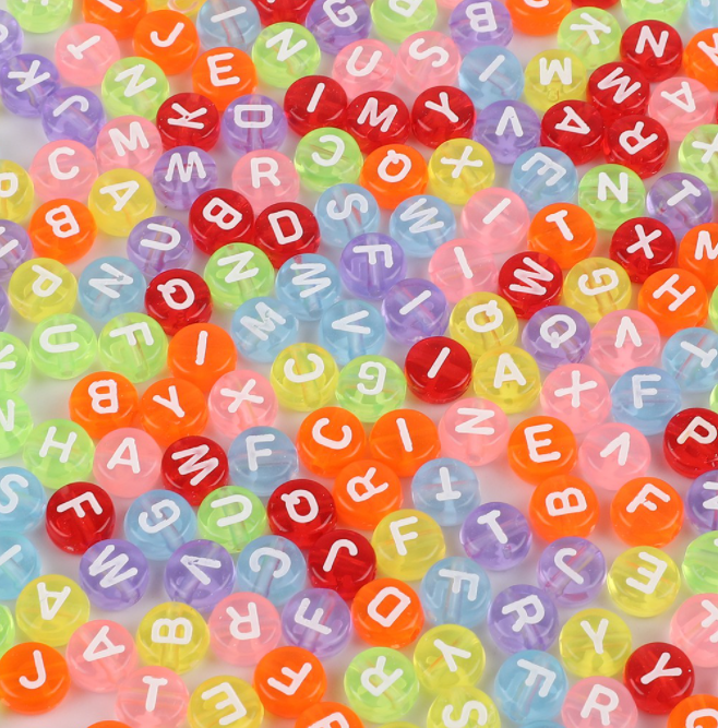 Round Letter Acrylic Beads